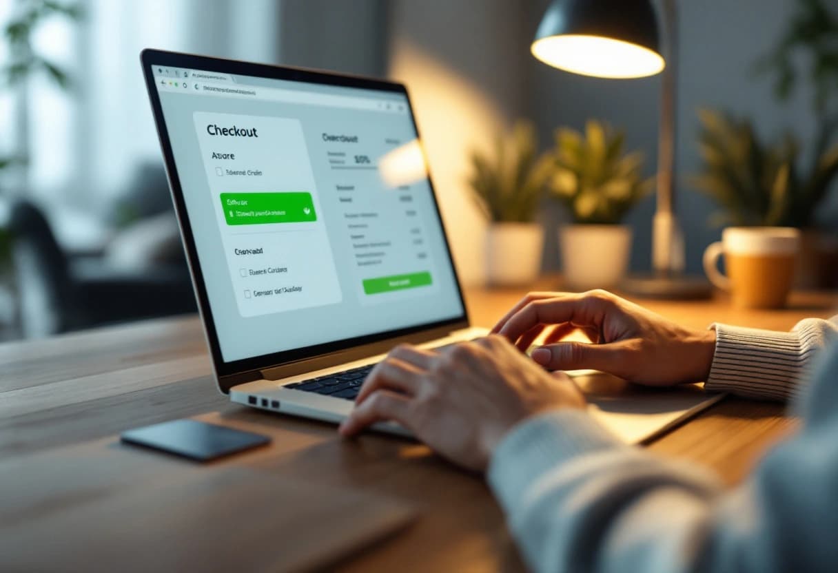 Customer at laptop paying for mail-in module programming